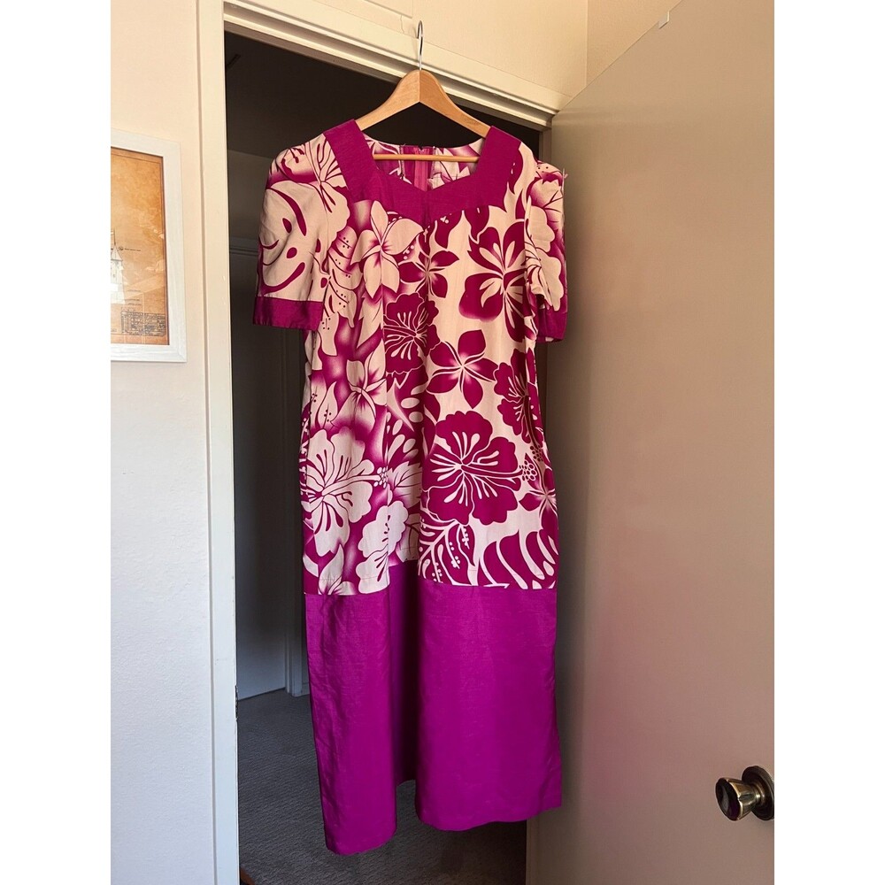 Vintage B.B.B.S. Hawaii Pink Floral Aloha Dress L